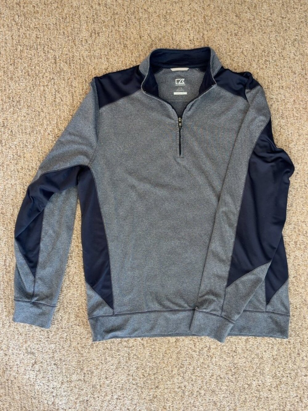Cutter & Buck Shoreline Quarter Zip Pullover, Gray & Navy, Men's Large